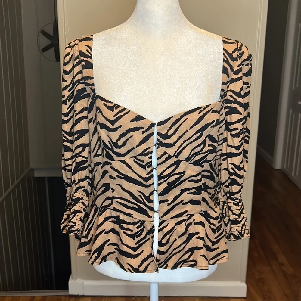 Reformation Dallas Bustier Top in Rajah Animal Print New Size 10